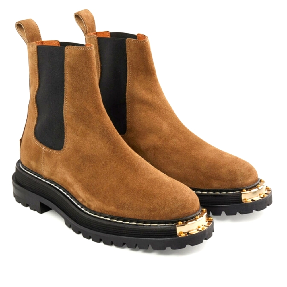 Sandro Brown Ankle Boots with Gold Accents